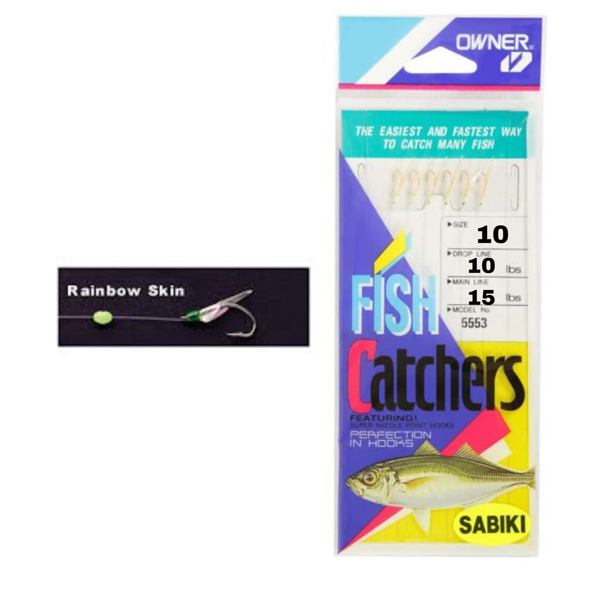 Owner® Rainbow Fish Skin 6 Hook Sabiki rig