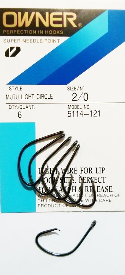 Owner Hooks Mutu Light Circle Hook Red Size 2/0 6 Pack 5114-123