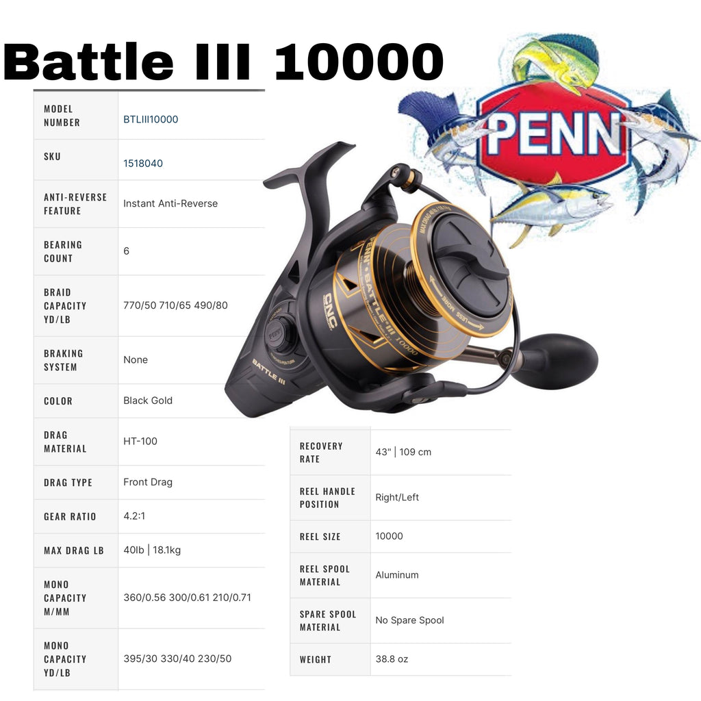PENN Battle III 10000,BTLIII10000,Saltwater Fishing Reel