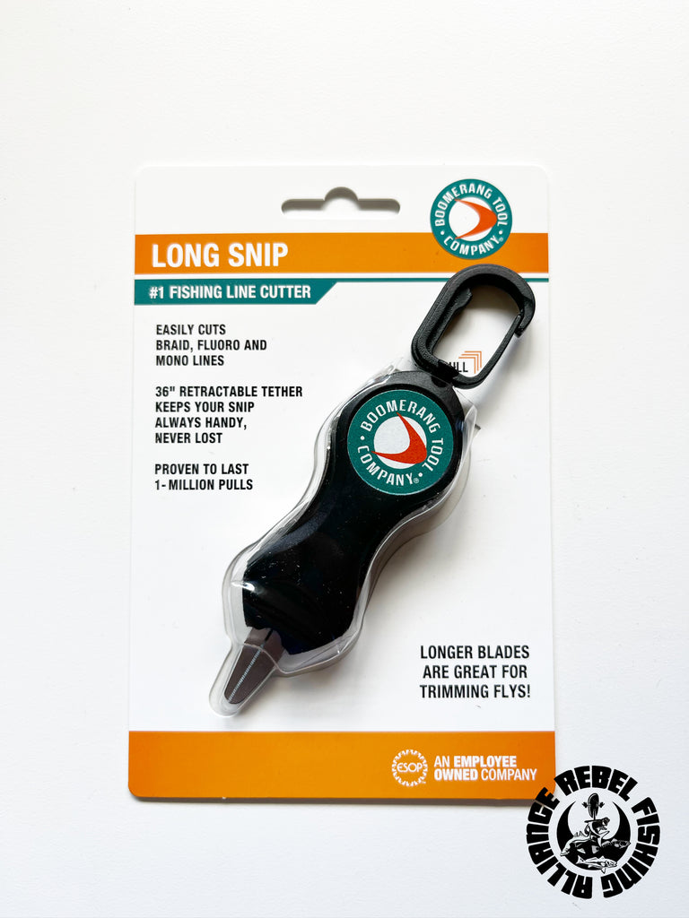 Boomerang Tool Long Snip Fishing Line Cutter for Fly Fishing with Retractable Tether and Stainless Steel Blades That Cut Braid Clean and Smooth Everytime!
