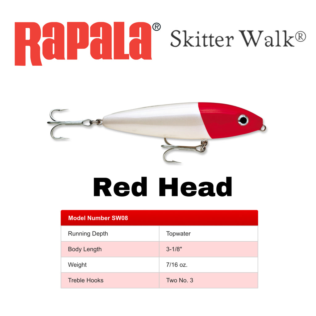 Rapala Skitter Walk Red Head; 3 1/8 in.