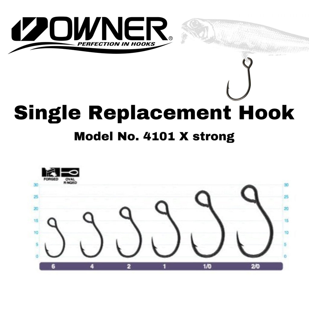 Owner Single Replacement Hook - 3X - Size 2/0