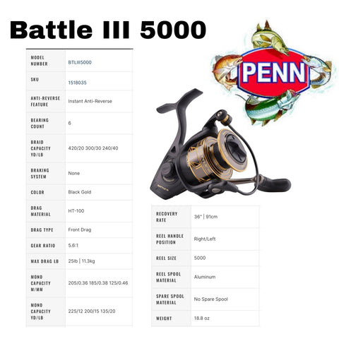 Penn Battle III Spinning Reel 6000 5.6:1 | BTLIII6000