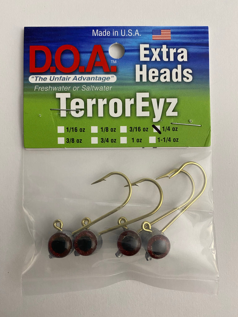 D.O.A. Regular TerrorEyz (Red) Extra Heads 4 pack – Rebel Fishing
