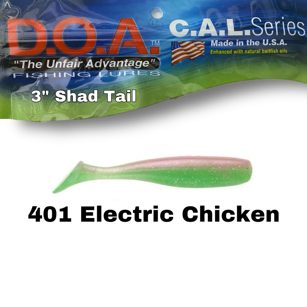 doa fishing lures cal s 12-304 C.A.L. 3" Shad Tail CANDY CORN / Bodies Only / 50 Pack They are made of high DOA Shrimp 4 Rootbeer/Gold Glitter