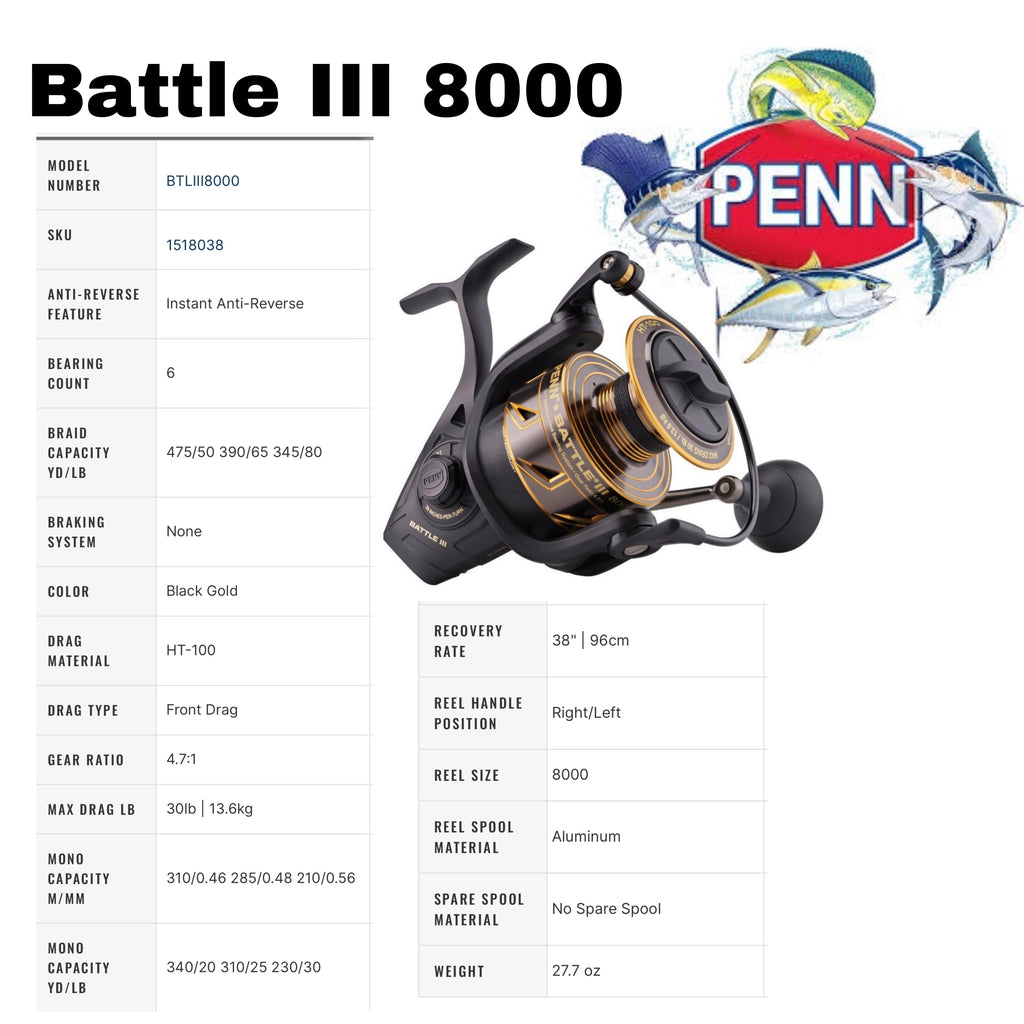 Penn Battle III Spinning 8000