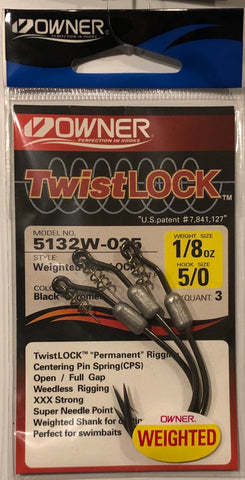 Owner® TwistLOCK™ weighted shank hook 3 pack
