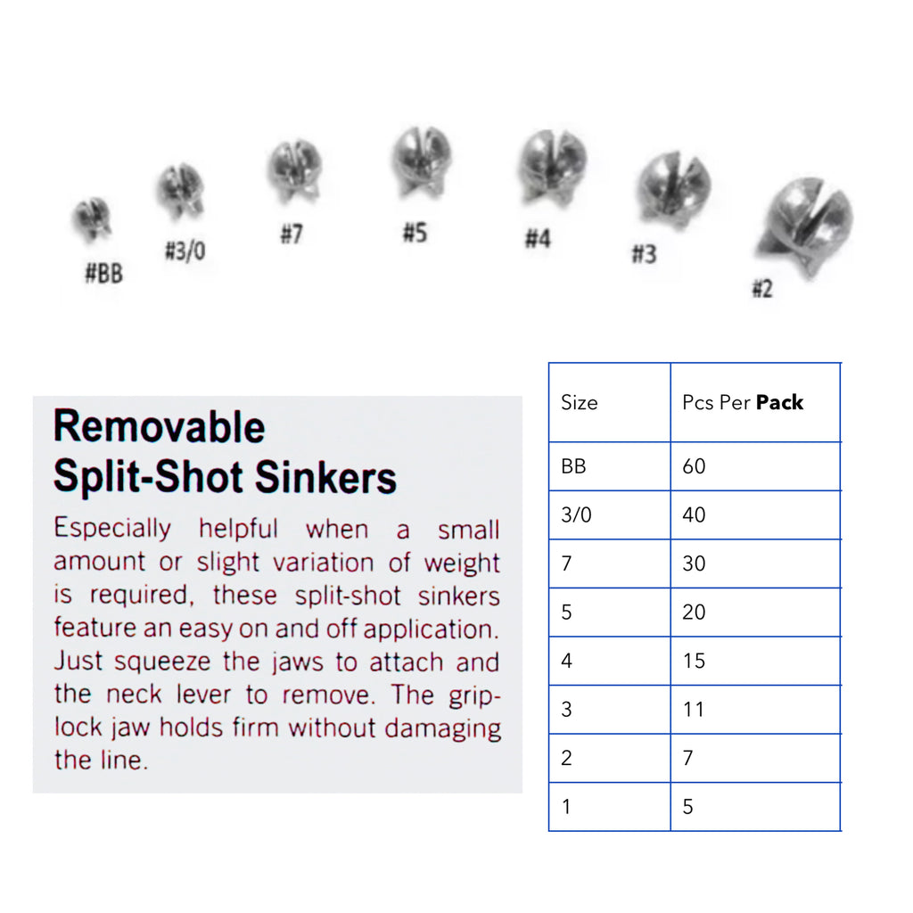 Sinkers Split Shot Removeable - #7-1/16oz., #4-1/8oz, #2-1/4oz